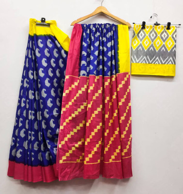 JASU CREATION Printed Bollywood Pure Cotton Saree(Dark Blue)