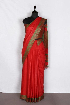 Zafreen Handloom Solid/Plain Bhagalpuri Art Silk Saree(Pink)