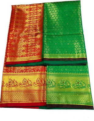 rgsaree Self Design Banarasi Silk Blend, Satin Saree(Green)