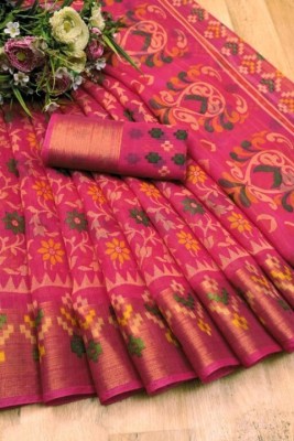 Sunshine Trendz Floral Print Daily Wear Cotton Blend Saree(Multicolor)