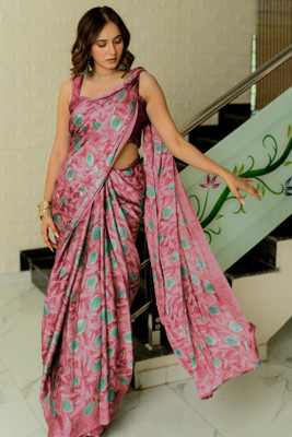 MIRCHI FASHION Printed, Floral Print Bollywood Chiffon, Georgette Saree(Pink, Green)