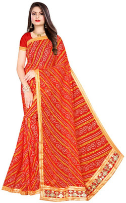 DRASHTI Printed Bandhani Georgette Saree(Orange)