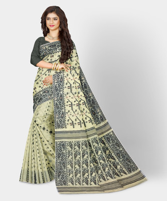 Mayabi Woven Jamdani Cotton Silk Saree(Green)