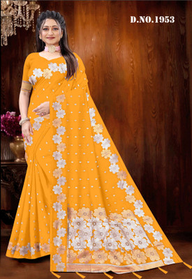 Janki Enterprises Floral Print, Woven Banarasi Art Silk Saree(Pink)