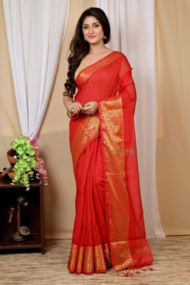 Mondal Saree Centre Printed Bollywood Cotton Silk Saree(Orange)
