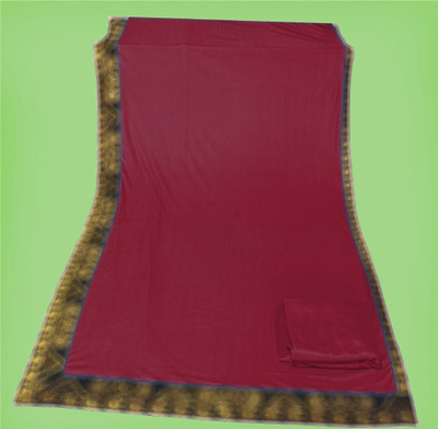 Anugrah Textile Solid/Plain Banarasi Lycra Blend, Chiffon Saree(Pink)