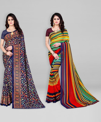 Leelavati Printed Daily Wear Georgette Saree(Pack of 2, Multicolor)