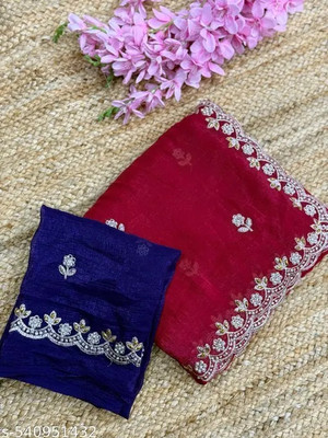 Sita Embroidered, Embellished Chanderi Chanderi Saree(Pink)