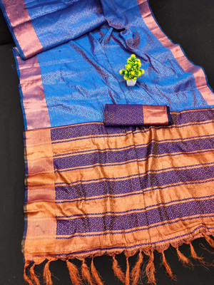 Mervadiya Self Design Kanjivaram Pure Silk, Art Silk Saree(Light Blue)