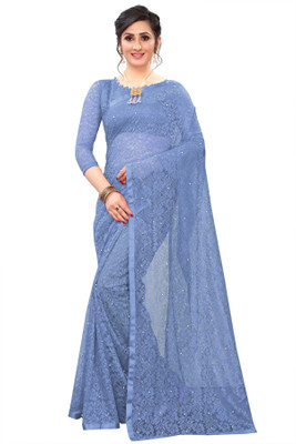 LOROFY Self Design Bollywood Net Saree(Multicolor)