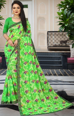 maayro Printed Daily Wear Georgette Saree(Light Green)