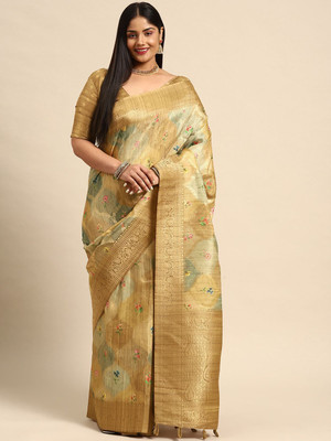 Sztori Woven, Self Design Bollywood Cotton Linen Saree(Multicolor)