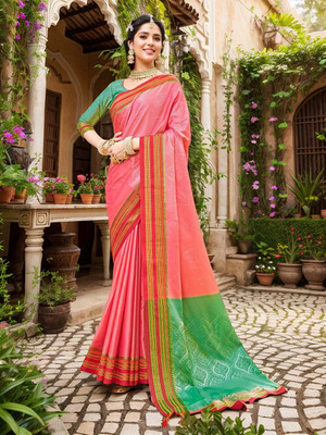 ANOUK Woven Banarasi Art Silk Saree(Pink)