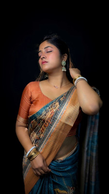 Laxmi Fashion Printed, Floral Print Assam Silk Jacquard, Cotton Silk Saree(Multicolor)