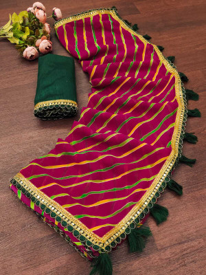 TANVIR Embellished Saree with Attached Blouse Georgette Saree(Multicolor)