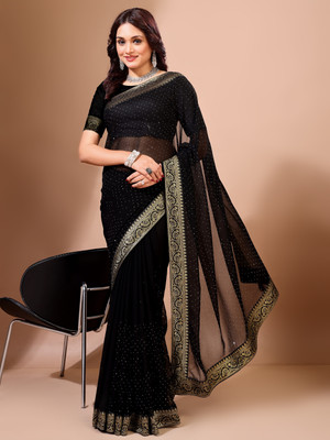Divastri Embroidered Bollywood Georgette Saree(Black)