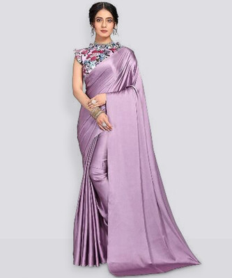 Arpita Fashion Solid/Plain Bollywood Satin Saree(Beige)