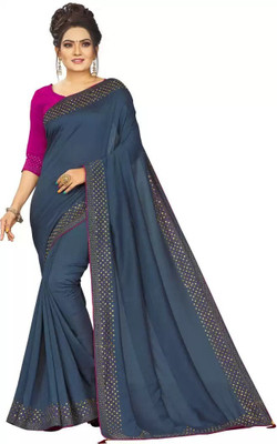 Begum Collection Embellished, Solid/Plain Bollywood Art Silk Saree(Grey)