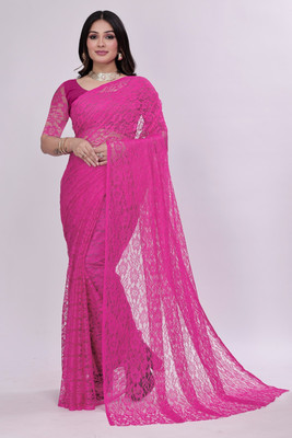 Manthan Creation Self Design Daily Wear Brasso Saree(Pink)