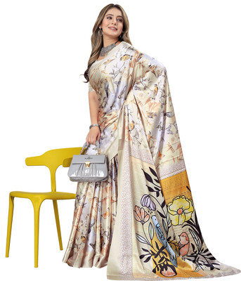 INITHI Digital Print Bollywood Crepe Saree(Multicolor)