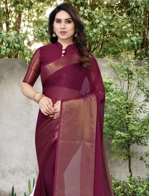 NG CREATION Self Design Bollywood Chiffon Saree(Magenta)