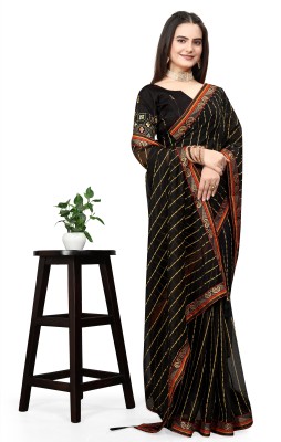 GRIFEZ Printed Banarasi Jacquard Saree(Black)