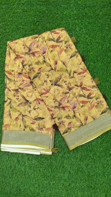 SNIMY Floral Print Bollywood Linen Saree(Multicolor)