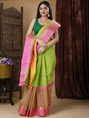 SRILOK Woven Tant Pure Cotton Saree(Multicolor)