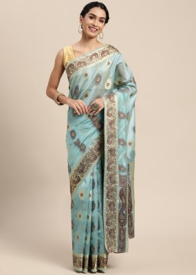 Divastri Woven Kanjivaram Organza Saree(Light Blue)