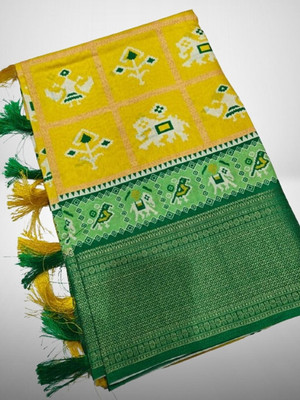 AA ONE ENTERPRISE Printed Bollywood Dupion Silk Saree(Yellow)