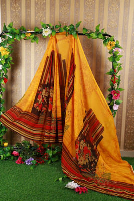 Suntex Printed Bandhani Georgette Saree(Yellow)