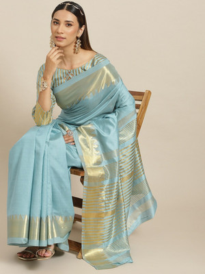 Divastri Printed Assam Silk Silk Blend Saree(Cream)