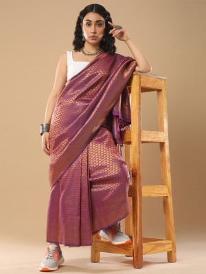 Sareemall Printed Bollywood Cotton Silk Saree(Magenta)