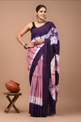 Sopariya Printed Daily Wear Pure Cotton Saree(Blue)