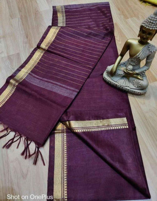 Aamir Fashion Textile Temple Border, Solid/Plain Banarasi Handloom Cotton Silk Saree(Magenta)