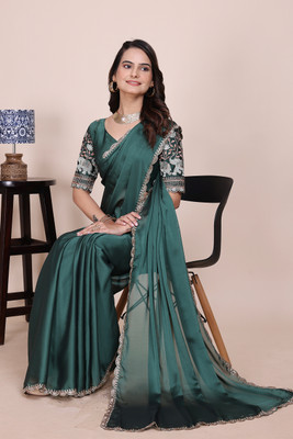 K 5 FASHION Embroidered Bollywood Georgette Saree(Green)