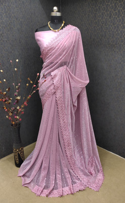 Snehdeep Self Design Bollywood Lycra Blend Saree(Pink)
