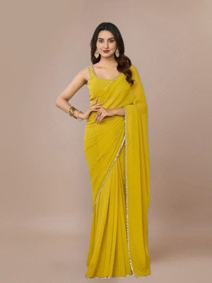 SAREEKART FAB Self Design Banarasi Georgette Saree(Yellow)