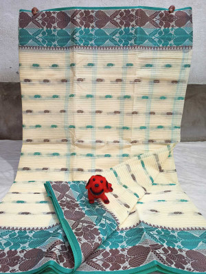 BiswasTextiles Self Design Tant Pure Cotton Saree(Cream)