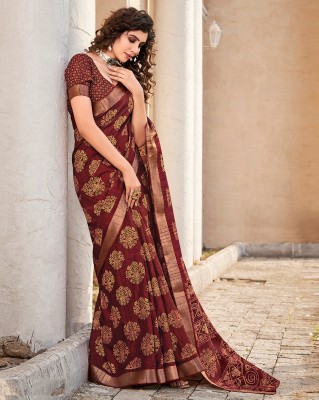 Sanskar Printed Bollywood Silk Blend Saree(Maroon)