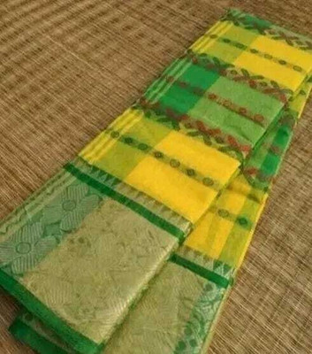 Sandhyatara Woven Tant Pure Cotton Saree(Yellow)