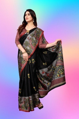 HouseOfCommon Digital Print Mysore Cotton Blend, Art Silk Saree(Multicolor)