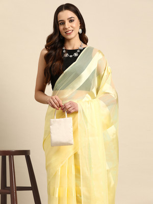 shiv textiles Striped Bhagalpuri Georgette Saree(Beige)