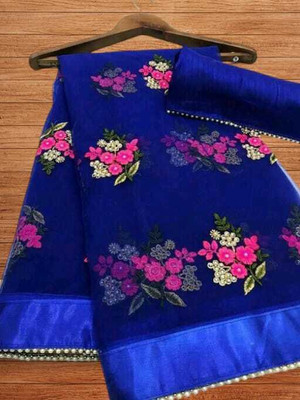 NiKHATFASHION Embroidered Bollywood Net Saree(Multicolor)
