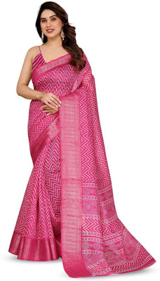 Moda Rapido Printed Bollywood Cotton Blend Saree(Pink)