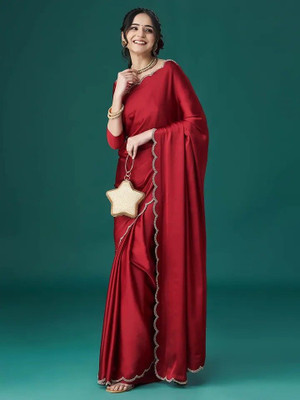 Labheshwari Embellished Daily Wear Georgette Saree(Red)