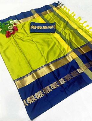 ns collection Self Design Daily Wear Cotton Silk Saree(Yellow)