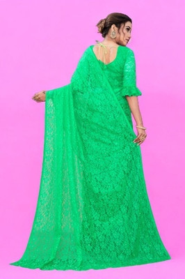 NEXA Self Design Bollywood Net Saree(Green)