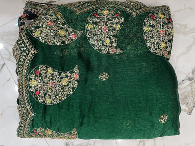AJMERA FAISHON Embellished, Applique Bollywood Jimmy choo Saree(Green)