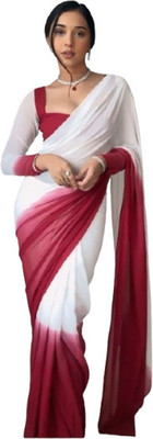JATADHAR FAB Dyed Ready to Wear Georgette Saree(Red)